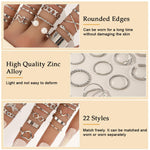 Qpets Stackable Rings Set for Women with Retro Knuckle and Boho Style 36pc in Gold and Silver | Fashion Jewellery Gift