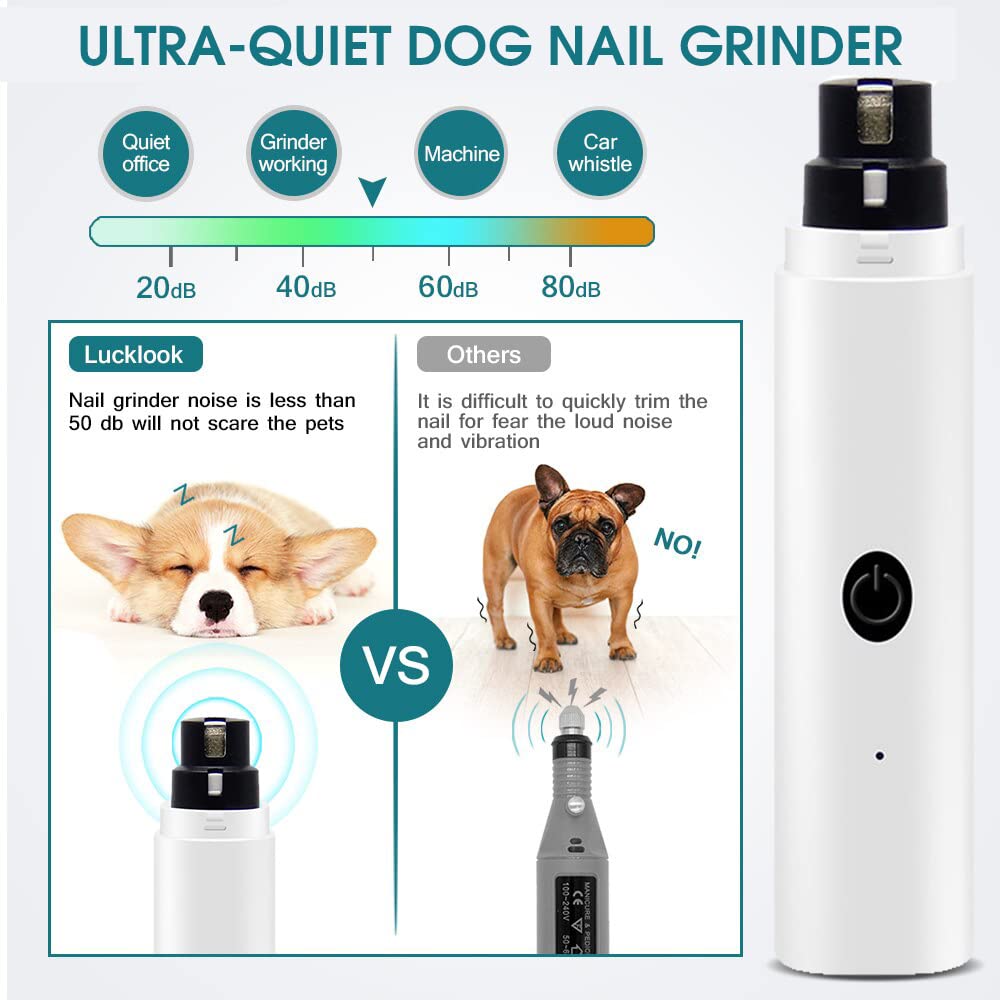 Dog Nail Grinder Professional Nail File Pet Nail Trimmer Stepless Speed Regulation Pet Nail Grinder Electric Nail File for Large Medium Small Dogs and Cats