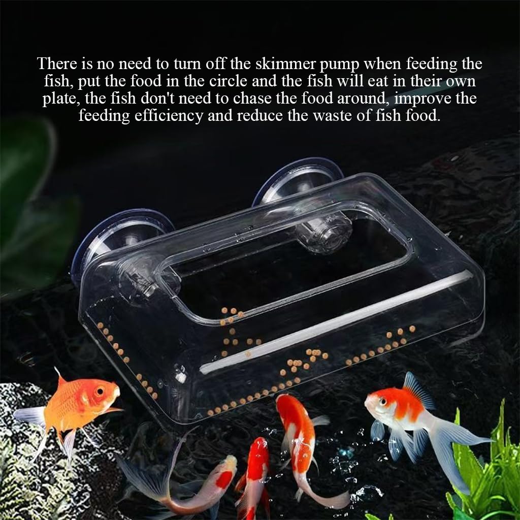 Qpets Floating Fish Feeding Ring for Aquariums with Suction Cup and Clear Acrylic Frame | Reduces Waste