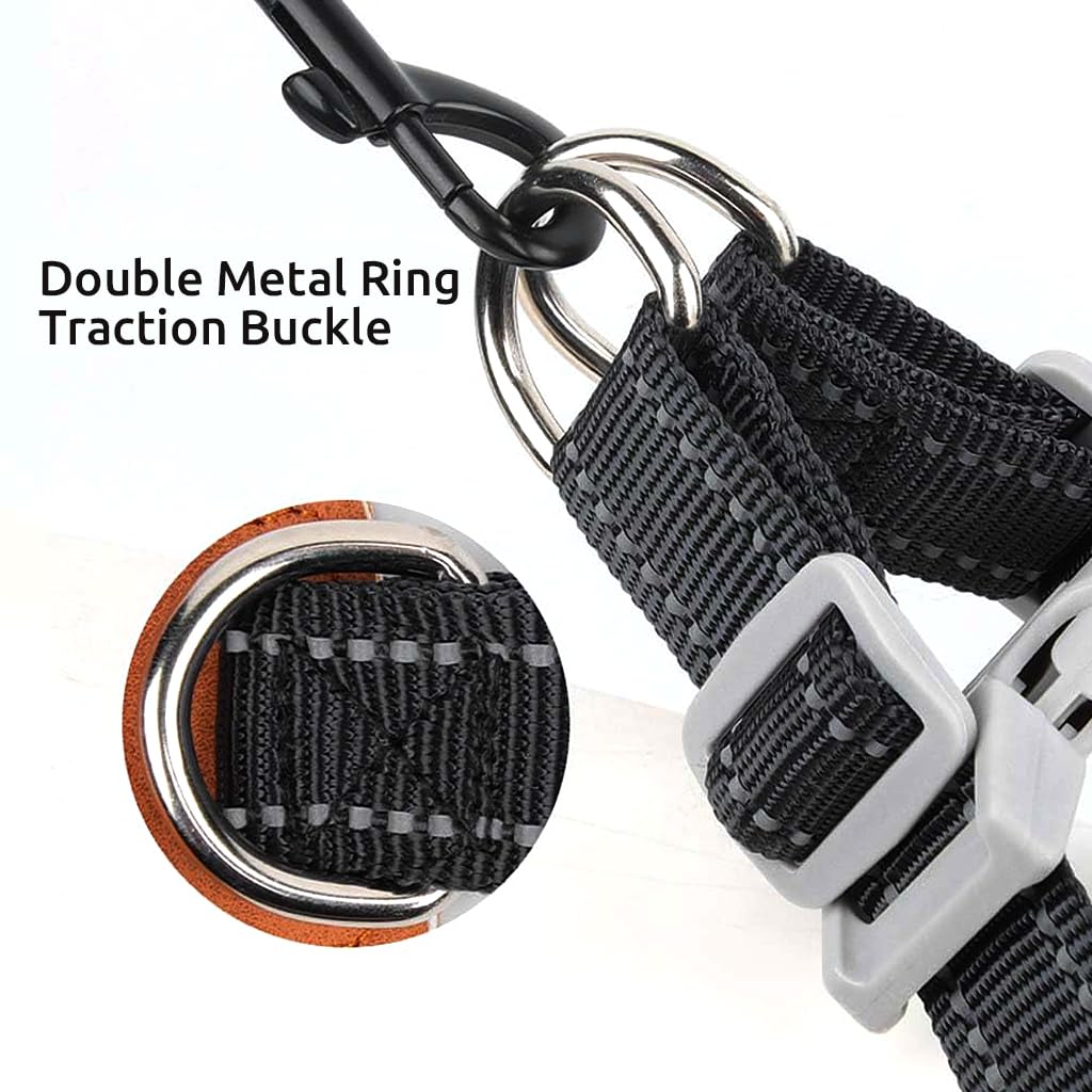 Qpets Reflective Dog Harness for Safe Night Walking with Dual D-Rings and Soft Padded Y-Shape Design