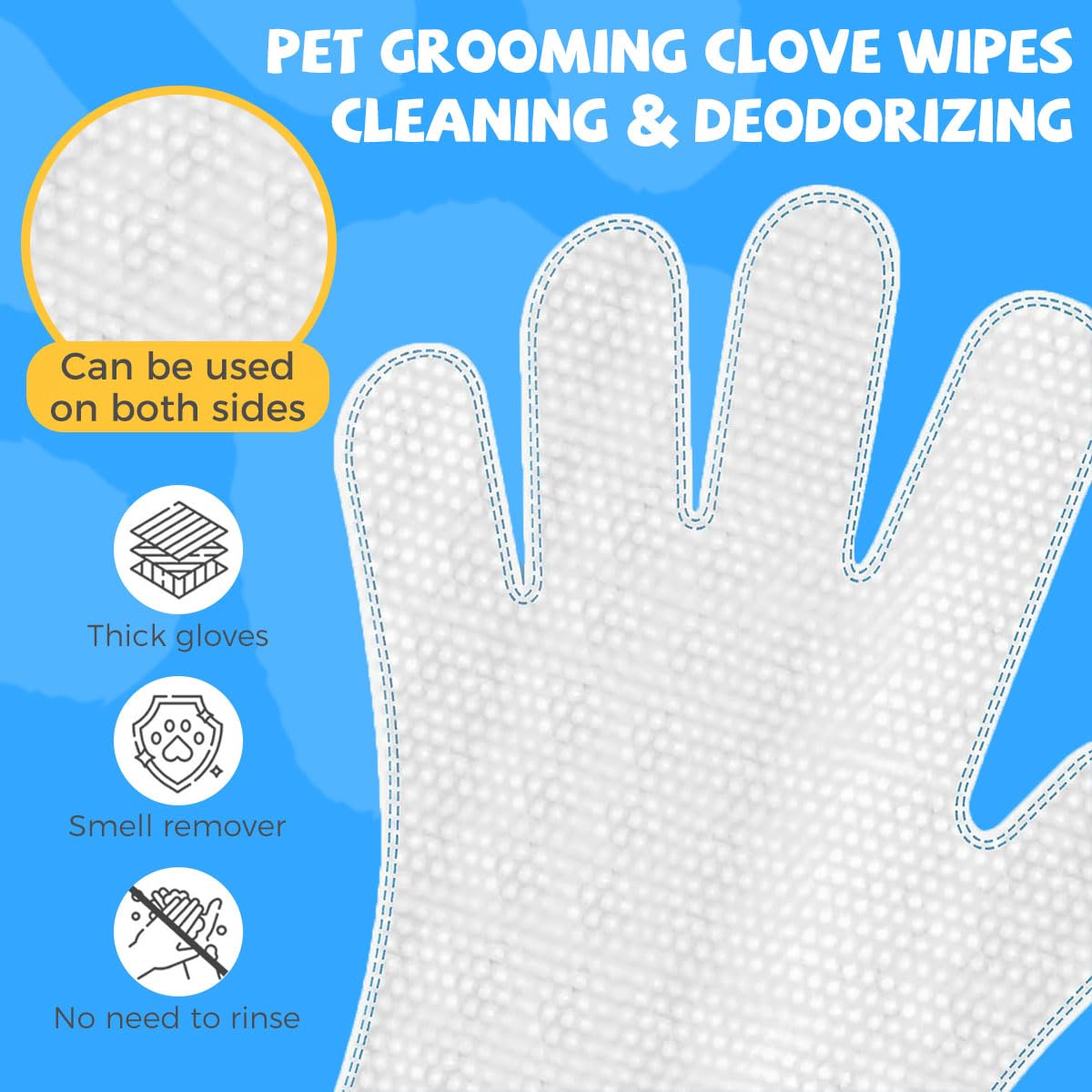 Qpets Pet Grooming Mitts 6 Counts for Dogs and Cats with Waterless Cleaning | Gentle Fur and Dirt Removal