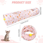 Qpets Cat Play Tunnel Toy with Multi Open Holes and Hanging Plush Ball | 25cm Dia 110cm Long Collapsible Polyester Tube