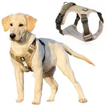 Nylon Dog Harness, No-Pull Dog Strap Pet Safety Belt with Control Handle, Harness for Medium Dogs with Reflective Tape and 2 Connecting Rings (Army Yellow, L, 20-36kg)