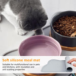 Qpets Pet Feeding Mat for Dogs and Cats with Raised Edge Tray 44x24cm 3 pcs Silicone Grey