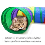 Qpets Cat Tunnel Toys for Indoor Play with 25 cm Diameter 80 cm Length and 3 Way Foldable Design | Rainbow Crinkle Tube for Kittens and Puppies