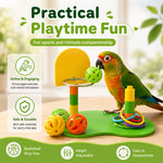 Qpets Interactive Bird Toy Basketball Hoop and Ring Toss Set with Adjustable Height for Small Parrots