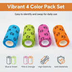 Qpets Self-Adhesive Non-Woven Elastic Pet Recovery Wraps with Paw Print for Cats and Dogs