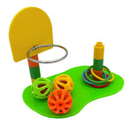 Qpets Interactive Bird Toy Basketball Hoop and Ring Toss Set with Adjustable Height for Small Parrots