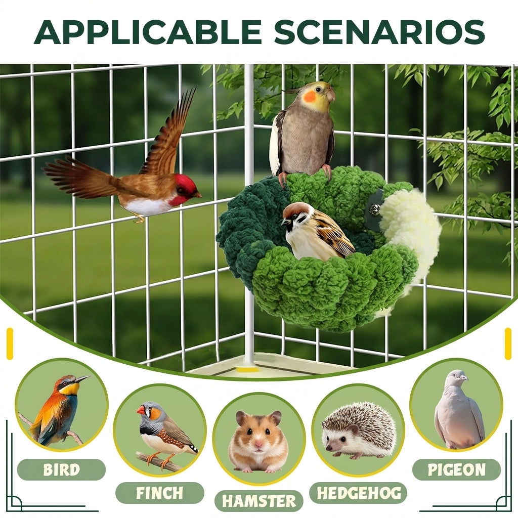 Qpets Coral Fleece Bird Nest for Cage, Semicircle Warm Bed with Screw Mount for Small Birds
