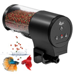 Qpets® Automatic Fish Feeder 110ml Electric Programmable Fish Feeding Timer, Adjustable 12/24/48 Hour Auto Pet Feeder with 6 Portion Control Settings, Battery Operated Food Dispenser with Clamp Mount