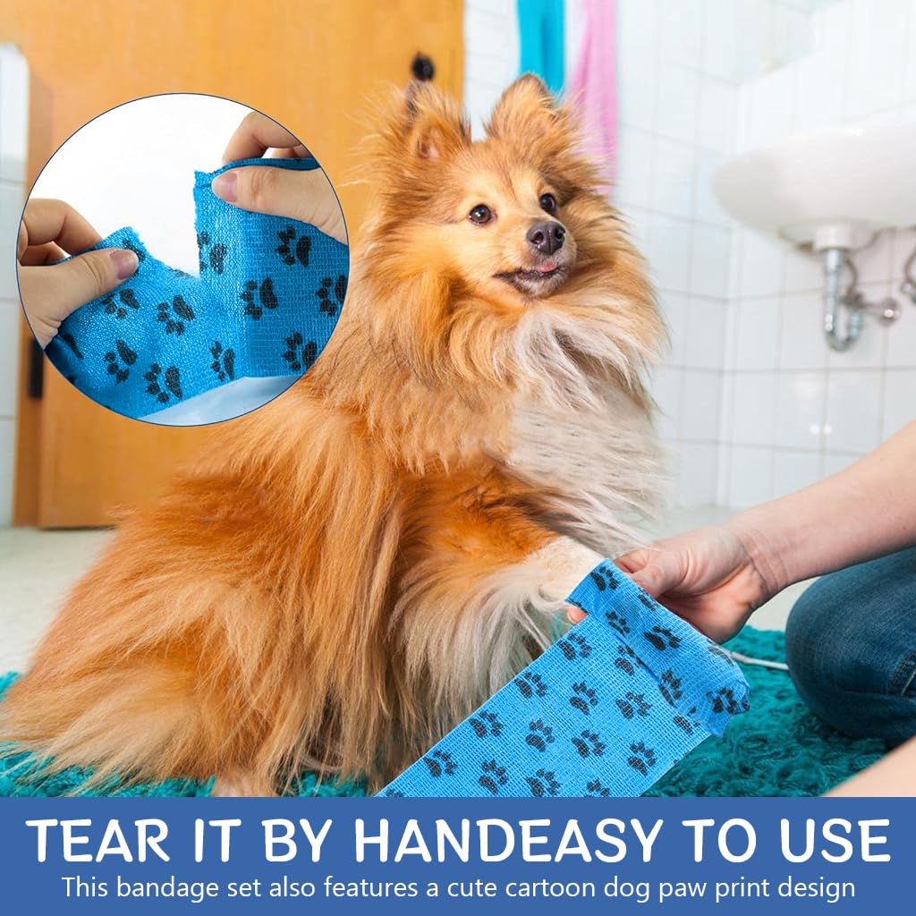 Qpets Dog Bandages for Injury Recovery with Self Adhesive Wrap 6pcs 4.5m Each | Waterproof Non Woven Breathable Design