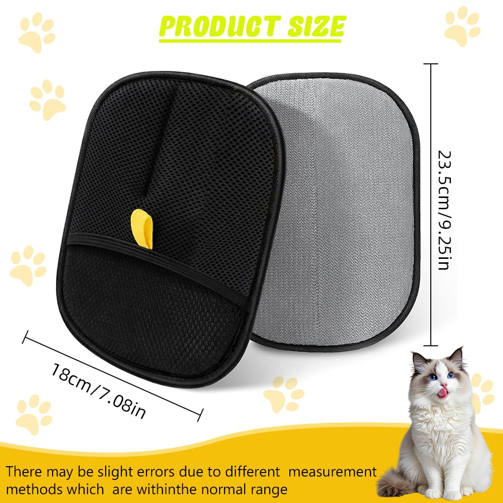 Qpets Pet Hair Removal Gloves for Furniture and Carpets featuring Static-Catching Technology | 23.5x18cm Reusable Grooming Mitt for Dogs and Cats 3PCS