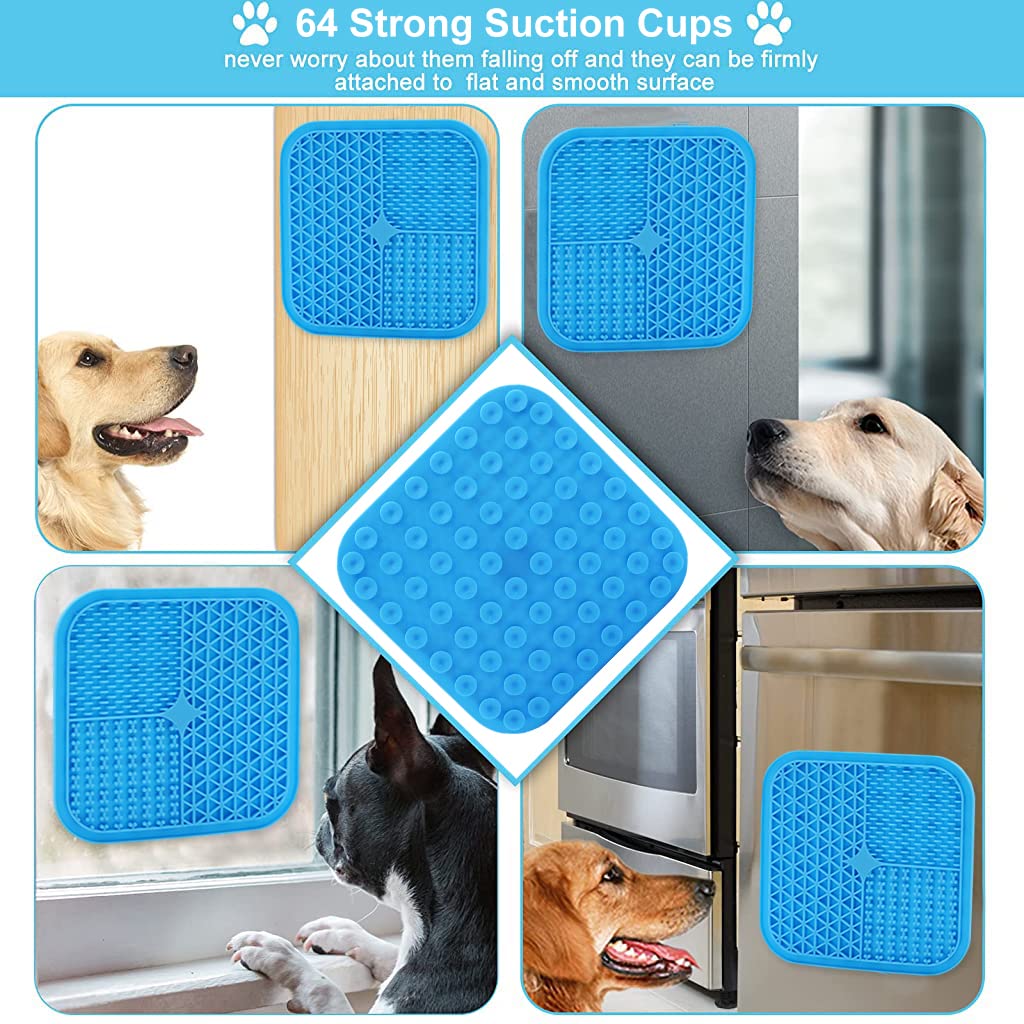 20CM Lick Mat for Dogs Cat, Food-Grade Silicone, Dog Food Mat with Suction Cup, Slow Feeding Mat, 7.9in, Perfect Use During Training, Bathing, Grooming(Square)