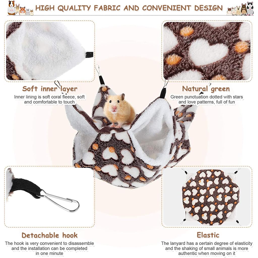 Qpets Winter Hammock Bed for Small Animals with Plush Warm Material | 2PCS Multicolor Set