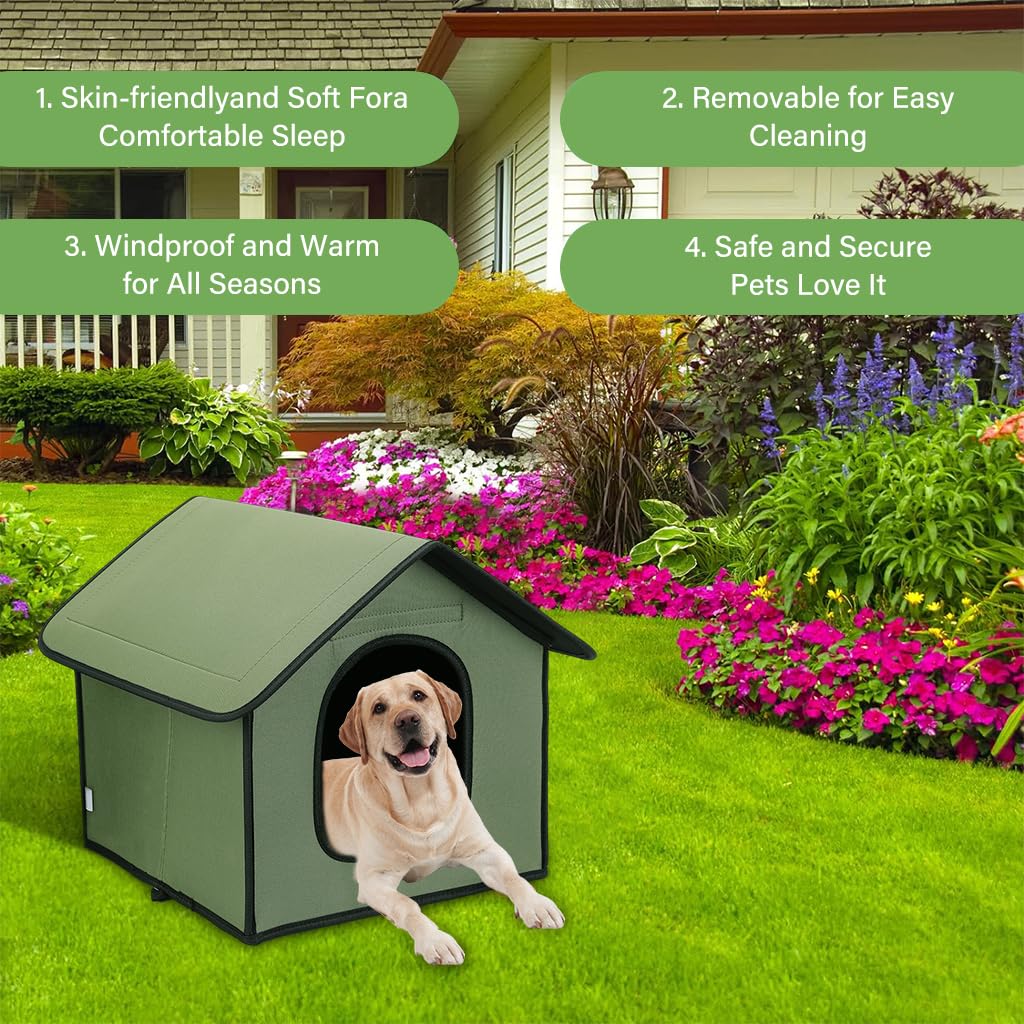 Dog House Outdoor Waterproof, Dog House for Medium dog, Stray Cats Dogs Shelter, Rainproof and Insulated Pets Tent, Folding Assemble Pet House, Removable Garden Bed Cage