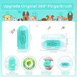 Qpets Dog Finger Toothbrush for Teeth Cleaning with 4 Bristle Types and Soft Silicone | Green Pet Oral Care