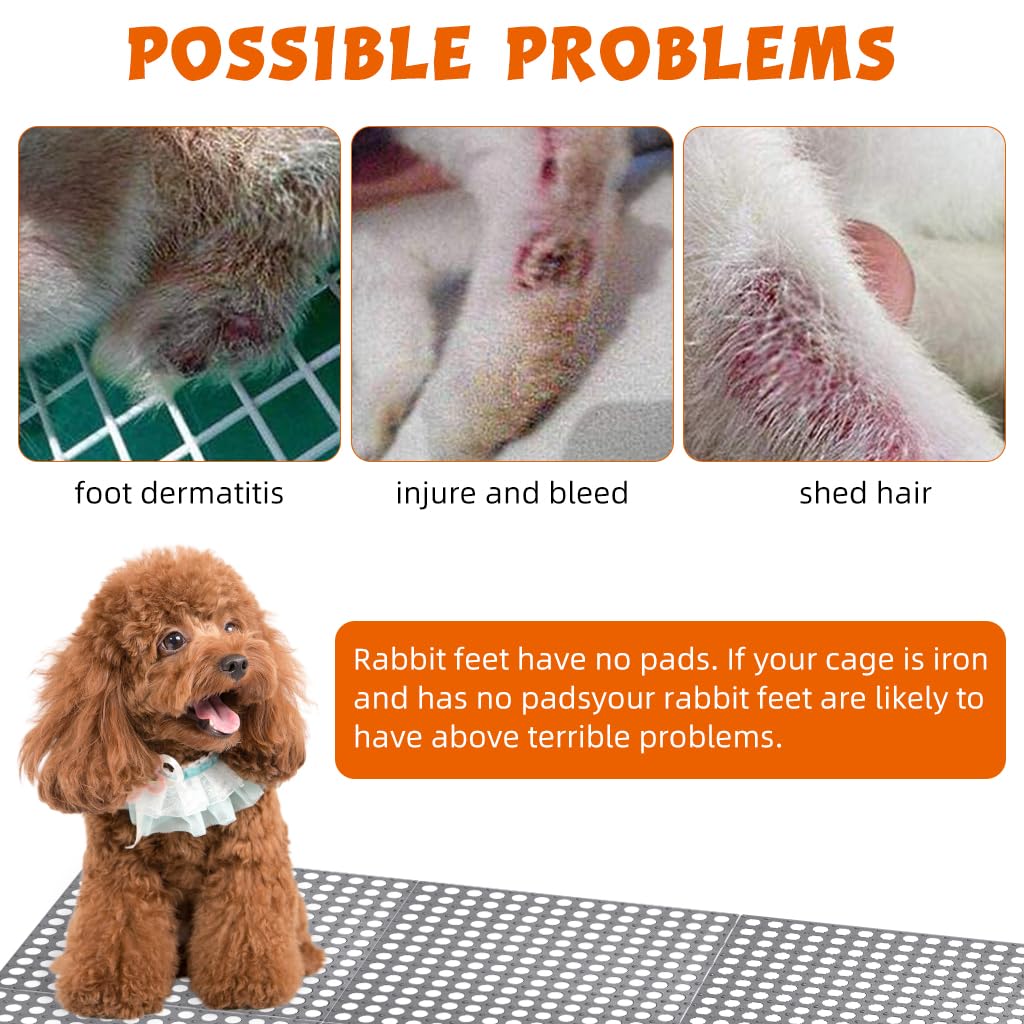 Qpets Pet Cage Mat for Dogs Cats and Rabbits with Porous Design and 30×30 cm TPE Flooring | Waterproof Non Slip Easy Clean Pads