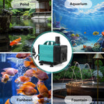 Qpets® 70W Submersible Water Pump Aquarium Water Pump for Water Changing 5000L/HSubmersible Water Pump with Bottom Suction Cups Submersible Water Pump for Fish Tank, Fountain