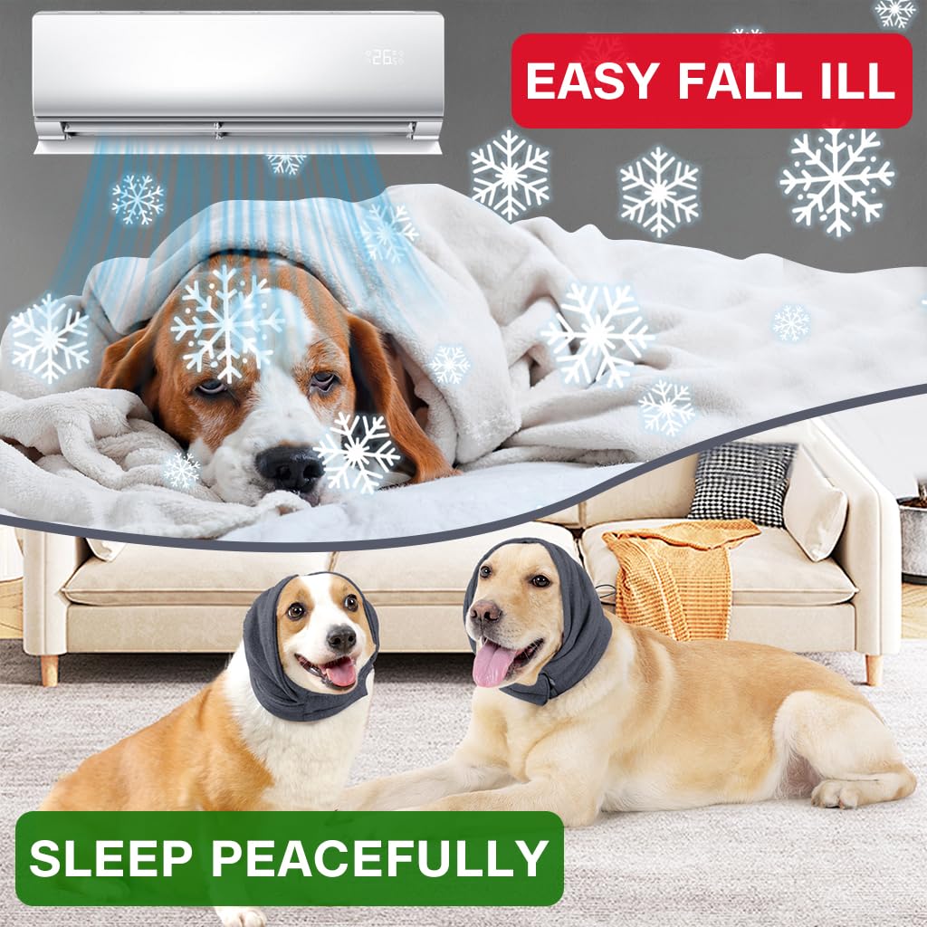 Qpets Dog Hoodie Head Cover for Calming and Noise Protection with Adjustable Buckle and Reflective Strip | Soft Fleece Hat Wrap 40–54 cm Green