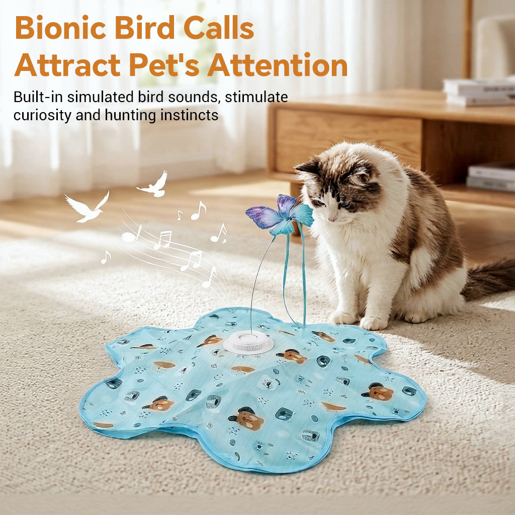 Qpets Rechargeable Interactive Cat Game with LED, Moving Feathers and Adjustable Speed Modes