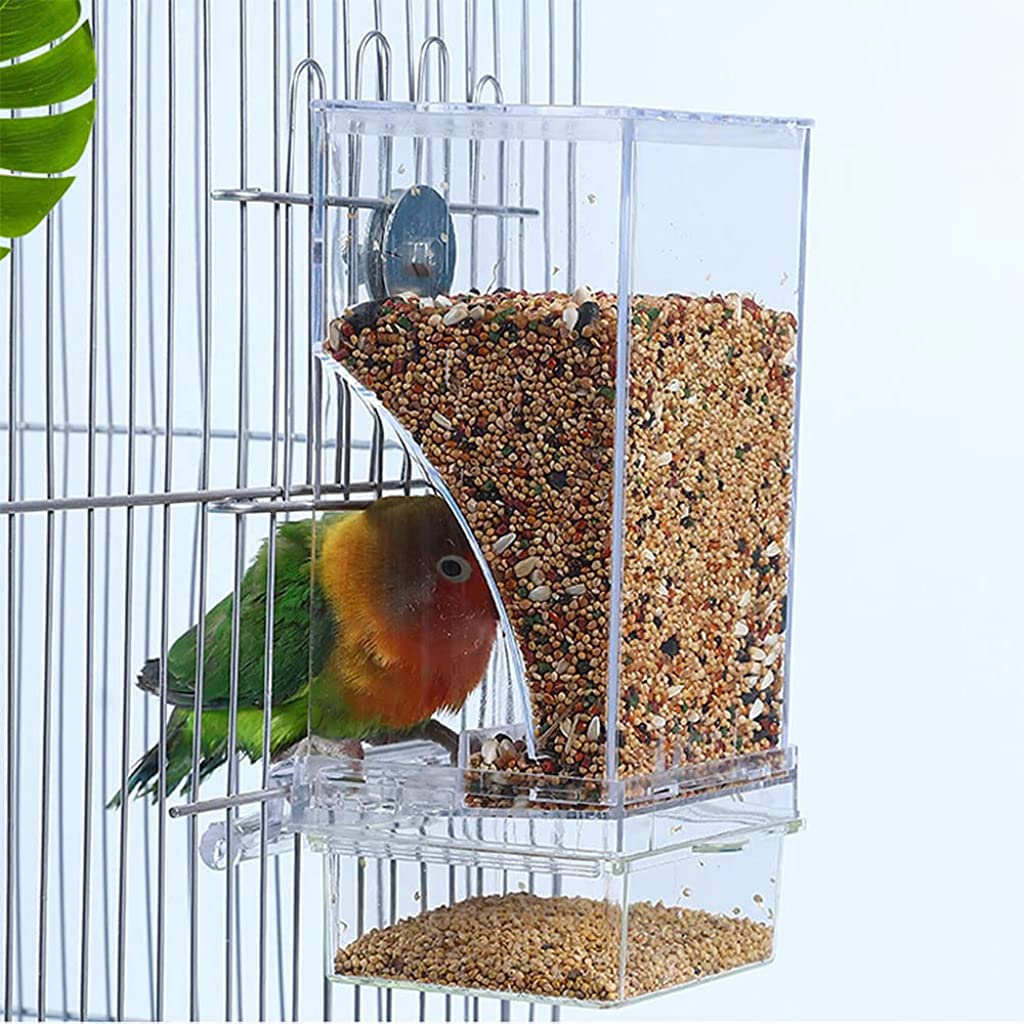 Qpets Bird Feeder for Cage with Screw-Fixed Mount and 14.3×5.5×3 cm Plastic Design | Inside or Outside Use