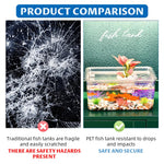 Qpets Desk Small Fish Tank for Home Office with 35x24cm Design and Air Ventilation Lid | Clear PP Betta Aquarium featuring Built in Hydroponic Basket