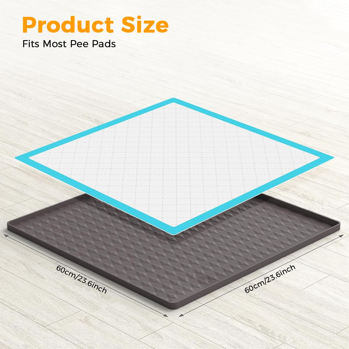 Qpets Pet Pee Pad for Puppy Training with Non Slip Waterproof Design 60x60cm Silicone Mat | Reusable and Easy to Clean