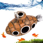 Qpets Aquarium Decoration for Fish Tanks featuring 13x8x5.5 cm Resin Submarine Hideout | Floating Cartoon Design
