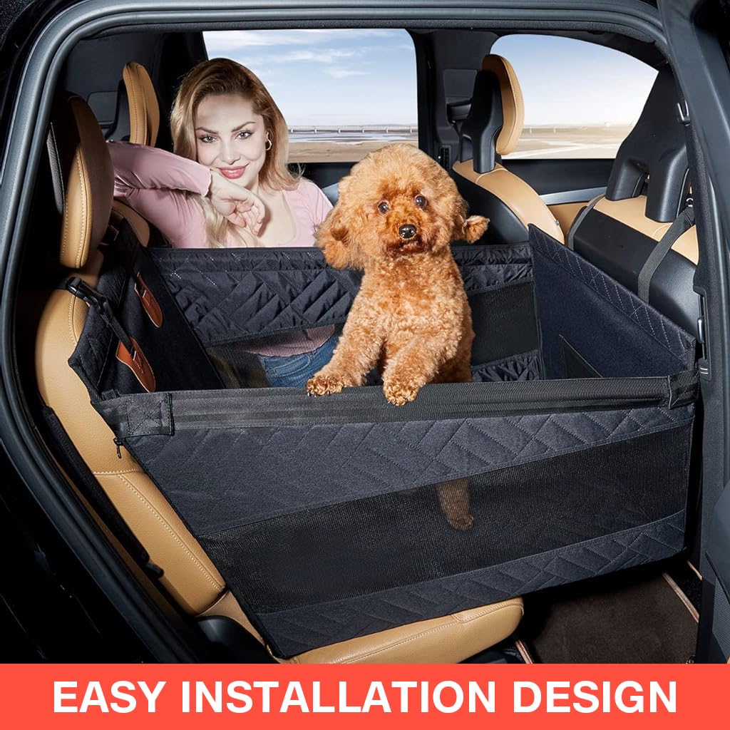 Qpets Dog Car Seat Cover for Backseat Travel with Easy Zip Setup and 600D Oxford Cloth | Waterproof Pet Mat