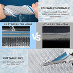 Qpets Aquarium Filtration Pads 50cm x 11cm with Honeycomb Surface and Reusable Polyester | 4-Pack for Clear Fish Tank Water