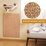 Qpets Cat Scratcher Mat for Floor and Sofa Protection with Self Adhesive Straps 30×60cm Sisal Hemp Bed | Indoor Cat Resting Pad