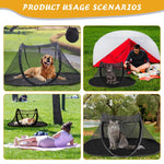 Qpets Cat Tent for Outdoor and Indoor Use with Dual Zip Mesh Doors & Steel Frame | 43.3 x 23.6 x 15 in Breathable Mesh and Oxford Cloth Base