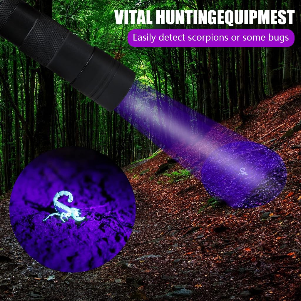 Qpets UV Light Torch for Pet Stain and Leak Detection with 12 LEDs and Aluminum Alloy Body