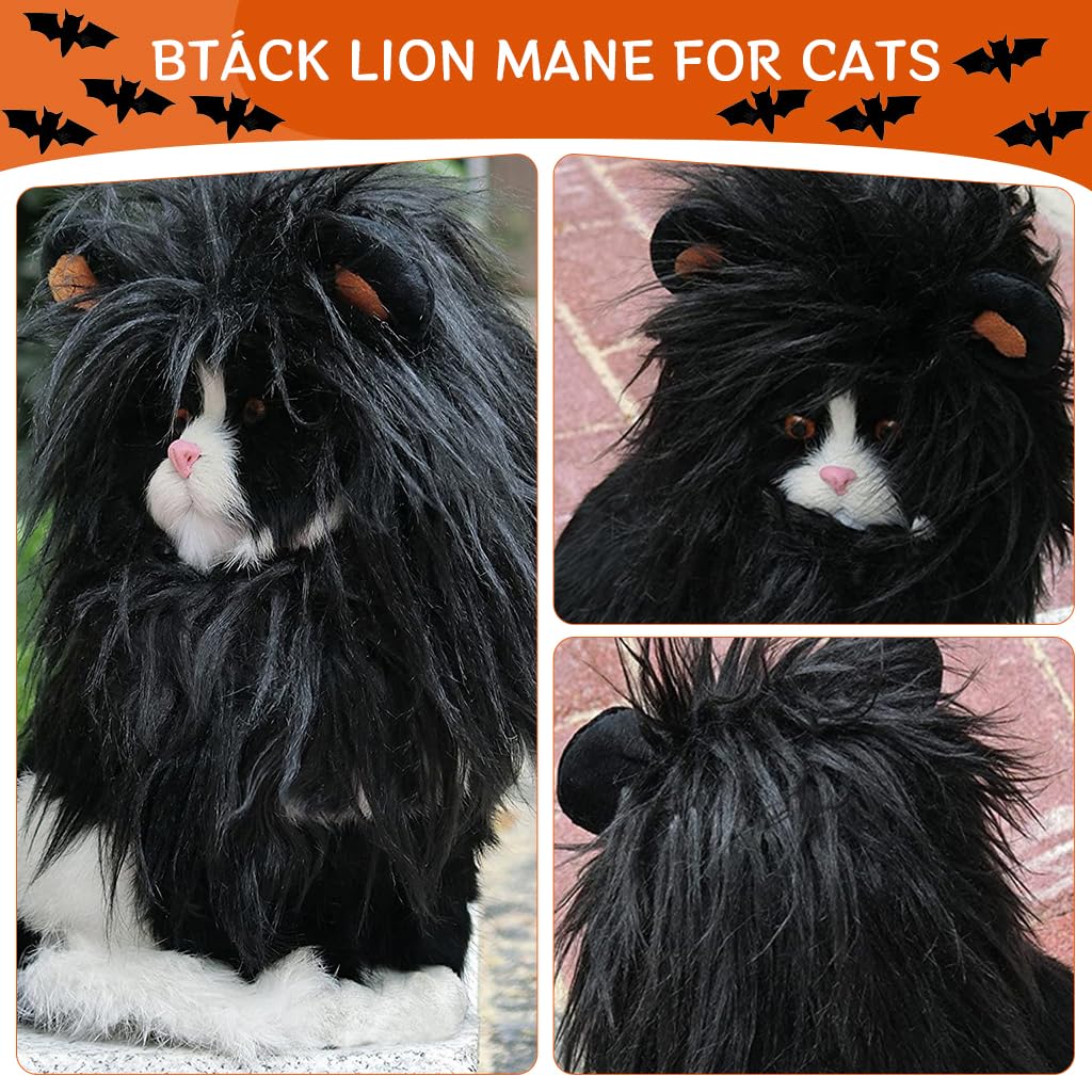 Qpets Cat Lion Mane Wig Costume for Small Pets with 26 cm Head Size | Faux Fur Headwear for Halloween and Parties