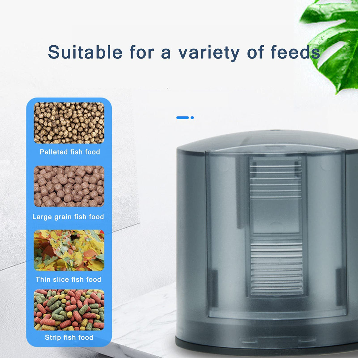 Qpets Automatic Fish Feeder for Aquariums with 0.8L Capacity and 360° Rotating Mount | Timer Feeding