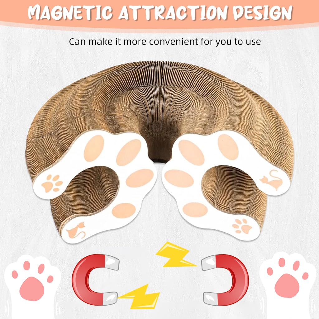 Qpets Cat Scratching Board Toy for Furniture Protection featuring Magnetic Ends and Foldable Corrugated Paper Design