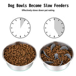 Qpets Dog Slow Feeder Insert for Any Bowl with 7 in Multi Spiral Design | Food Grade Silicone