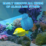 Qpets Magnetic Algae Cleaning Scrub Brush for Aquarium Glass with Floating Turtle Design | Double-Sided Cleaner Tool