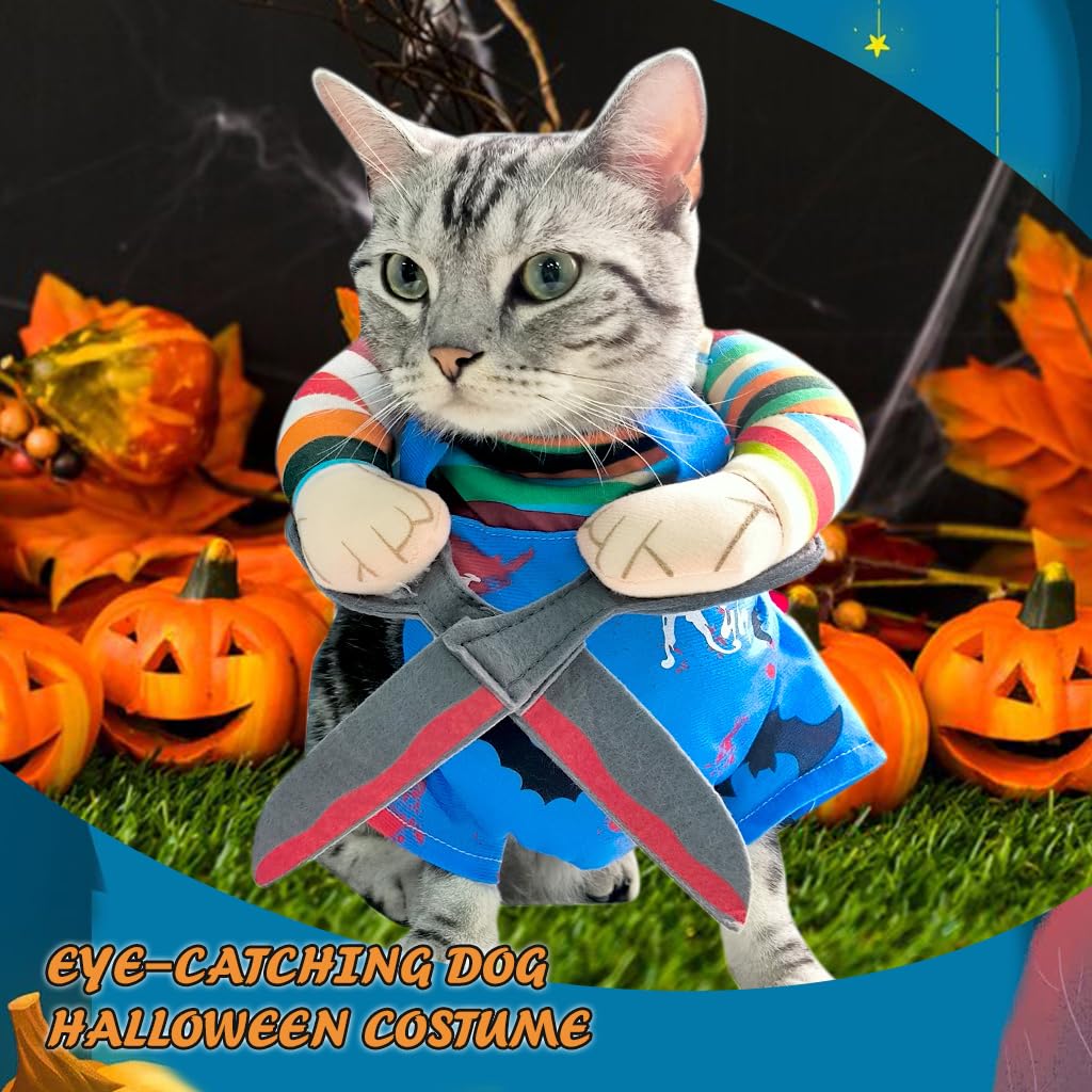 Qpets Dog Clothes for Halloween Dress-Up featuring Scissors Design and Adjustable Strap | Fits 30–80cm Pets