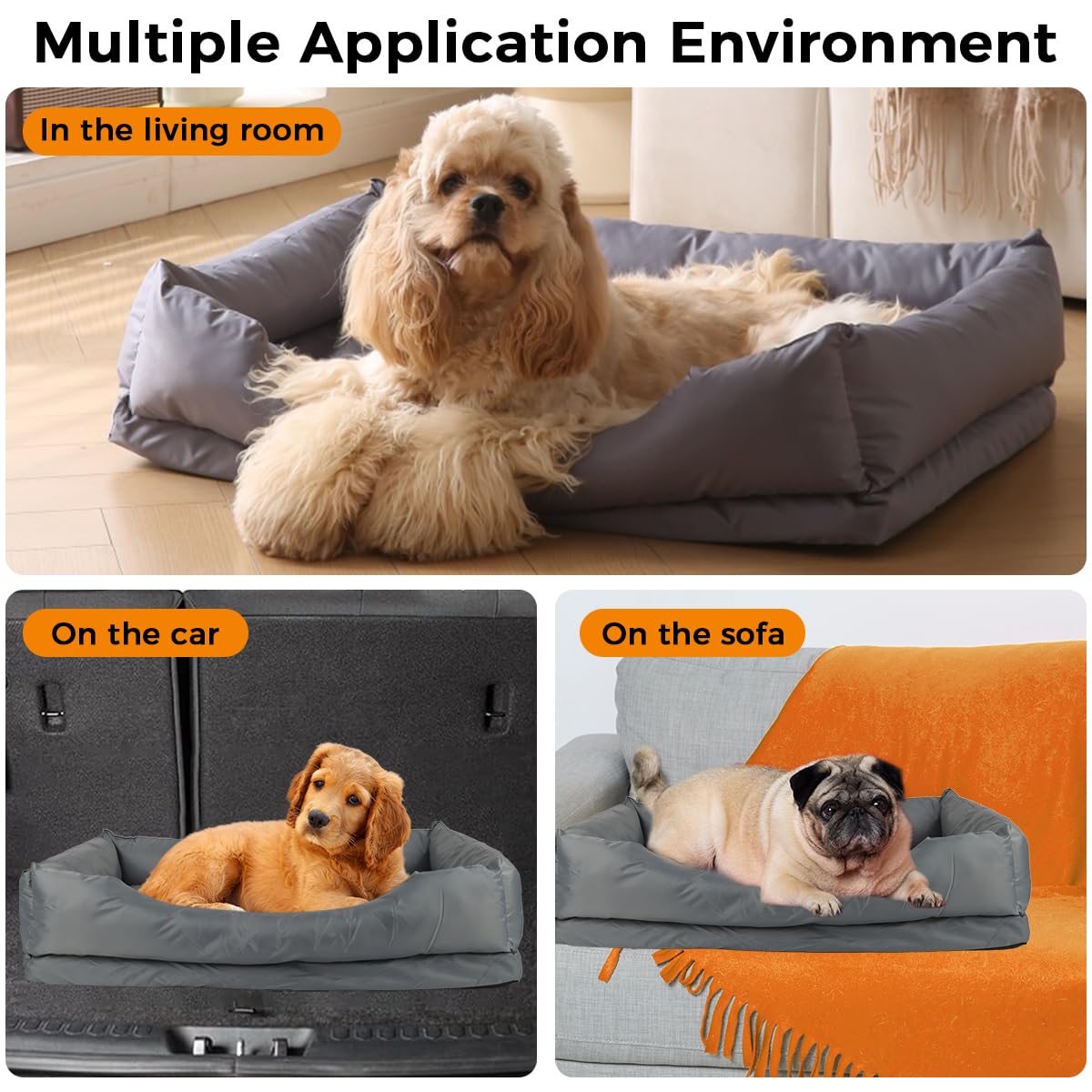 Qpets Dog Couch for Small and Medium Pets featuring Anti Slip Base and 210 Oxford Cloth Waterproof Cover 75x55x19cm