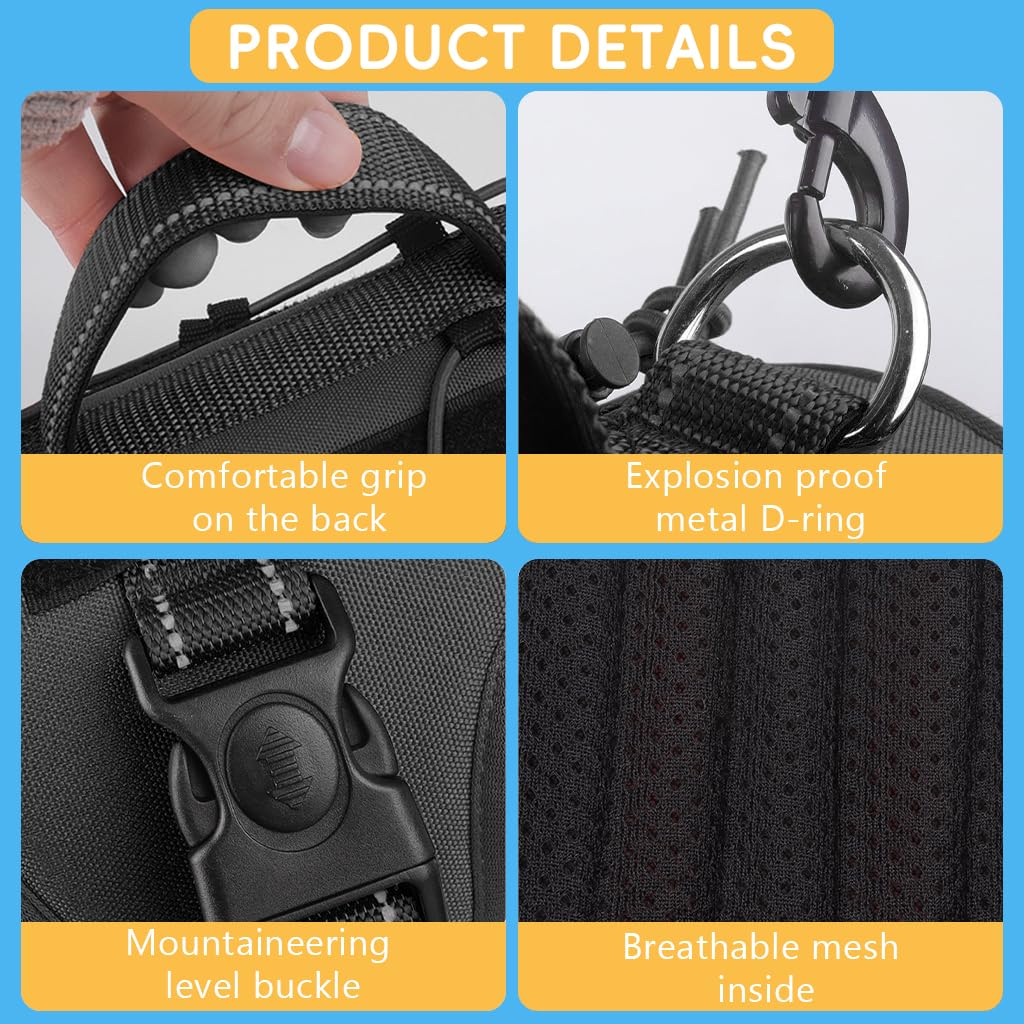 Qpets Dog Vest Harness for Medium Large Dogs featuring Handle and Double D Rings | Adjustable No-Pull PU Mesh Design for 22.5–45KG Pets