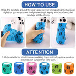 Qpets Dog Bandages for Injury Recovery with Self Adhesive Waterproof Wrap 6pcs 4.5m | Breathable Non Woven Paw Print Design
