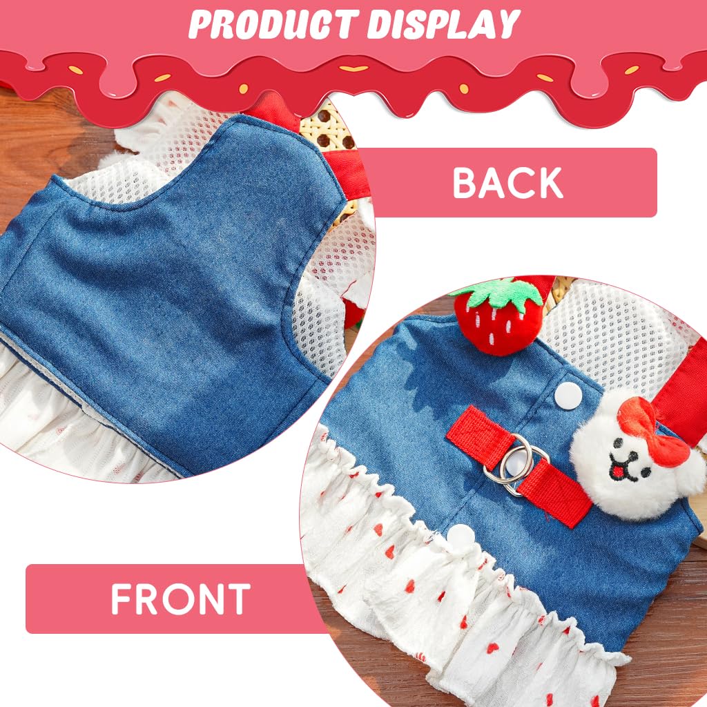 Qpets Dog Dress for Small Breeds with Dual D‑Rings and Ruffle Hem Skirt | Chest 50cm