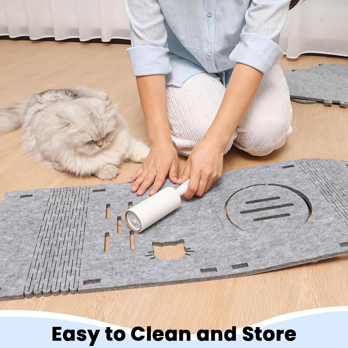 Qpets Cat Hiding Cave for Play and Rest featuring Open Hole Felt Design 60x35x30cm | DIY Assembly Scratcher Box