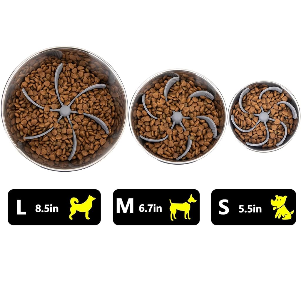 Qpets® Cat and Dog Feeder Slow Healthy Pet Bowl Silicone Spiral Feeding Wet Dry Separation Aiding Digestion with Suction Cups Compatible with 5.5-8.5 Inch Bowls 3PCS