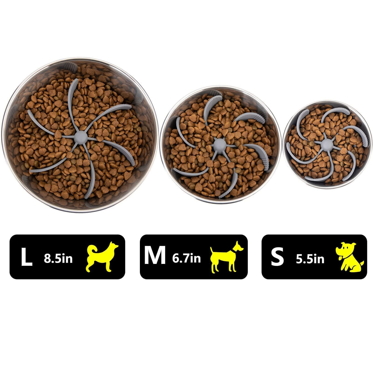 Qpets Dog Slow Feeder Insert for Any Bowl with 7 in Multi Spiral Design | Food Grade Silicone