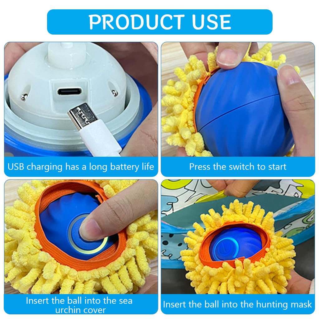 Qpets Cat Ball Toy for Active Play with 27.5 Inch Folding Tent and USB Rechargeable Design