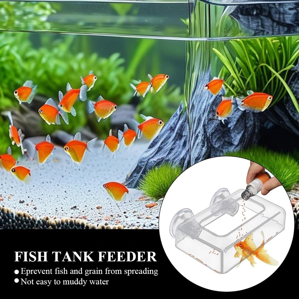 Qpets Floating Fish Feeding Ring for Aquariums with Suction Cup and Clear Acrylic Frame | Reduces Waste