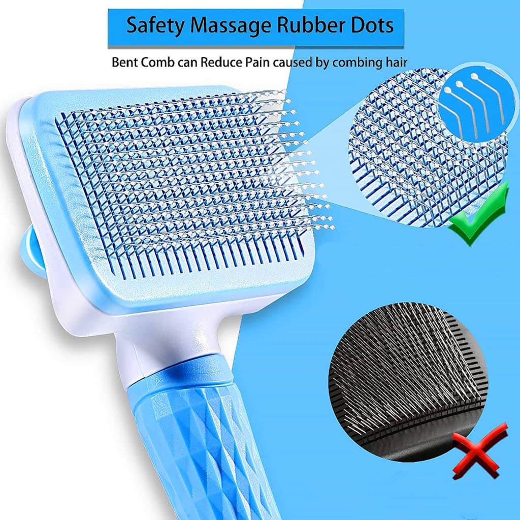 Qpets Slicker Dog Comb for Grooming and Massaging with 7.48 in Head Blue 3PCS | For Dogs and Cats