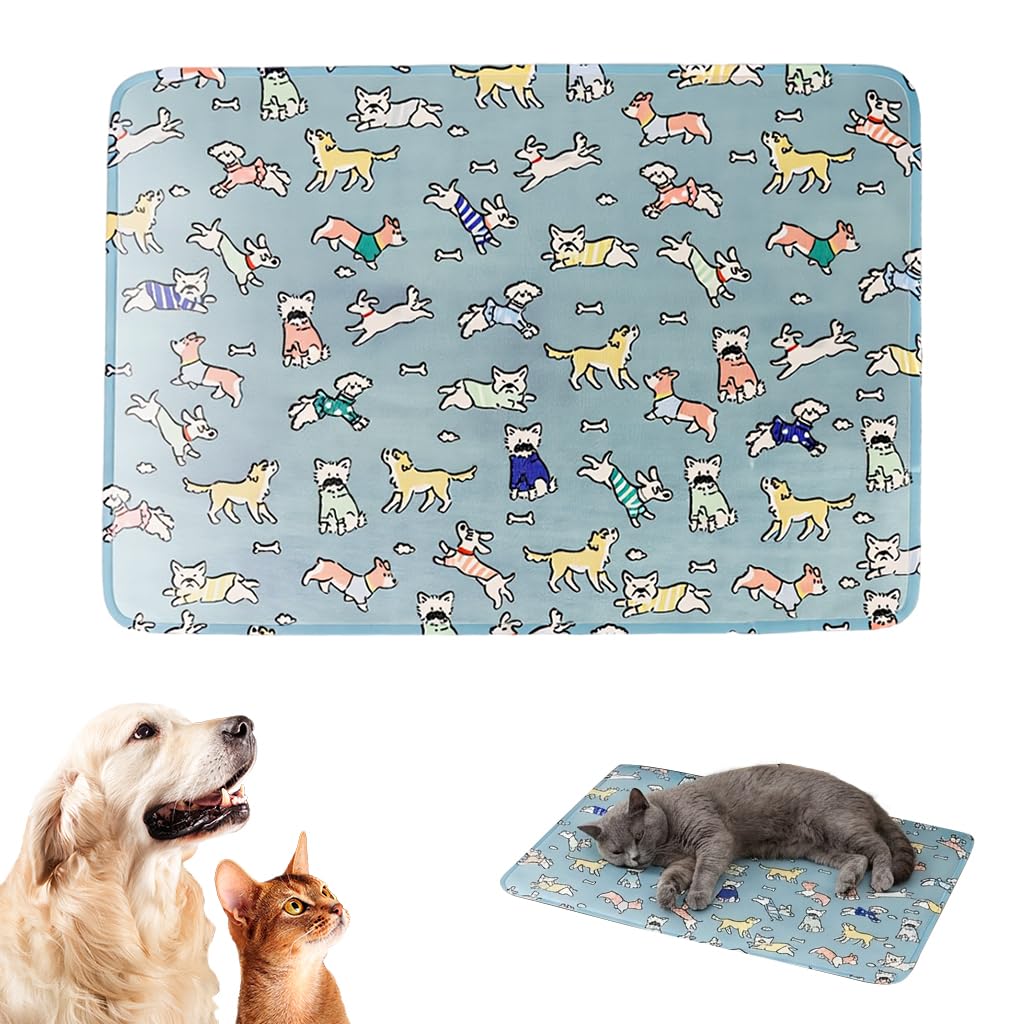 Qpets® Self-Cooling Pad for Dogs & Cats,Pressure Activated,No Water Needed Large Waterproof Mat for Heat Stroke Prevention Stay Cool Indoor & Outdoor (60 * 45cm)